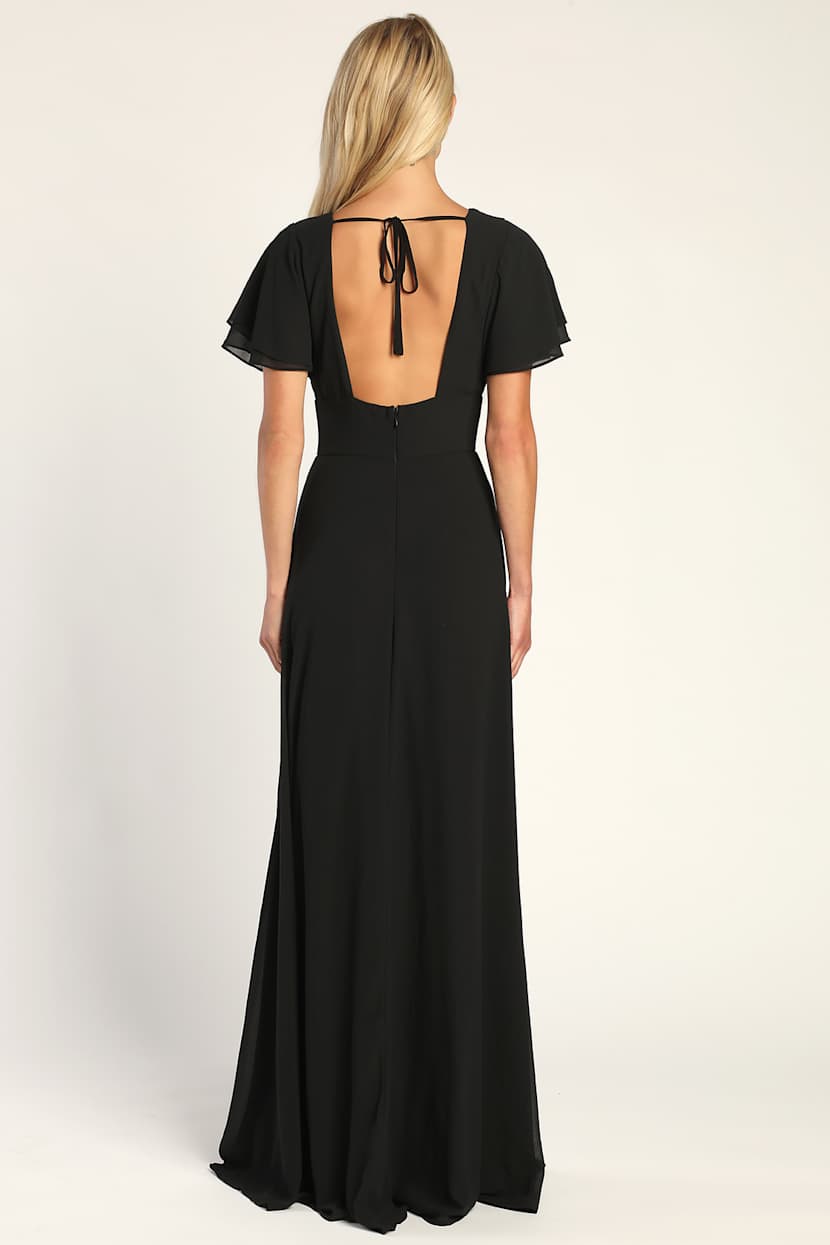 flowy black dress with flutter cap sleeves VENUS Cover Up Dress | Denim Patchwork