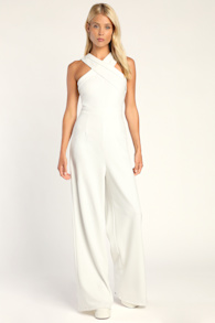 Criss-Cross Your Mind White Cross-Front Wide-Leg Jumpsuit 4