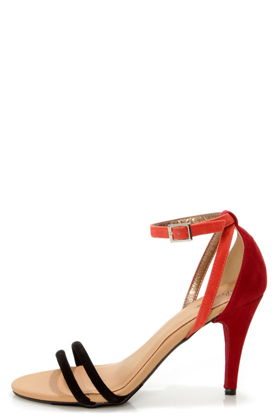 Promise Delma Black Multi Color Block High Heel Sandals - $35.00 - Lulus
