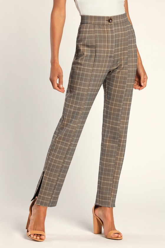 Forever 21 Womens Plaid StraightLeg Pants in Brown Medium  Connecticut  Post Mall