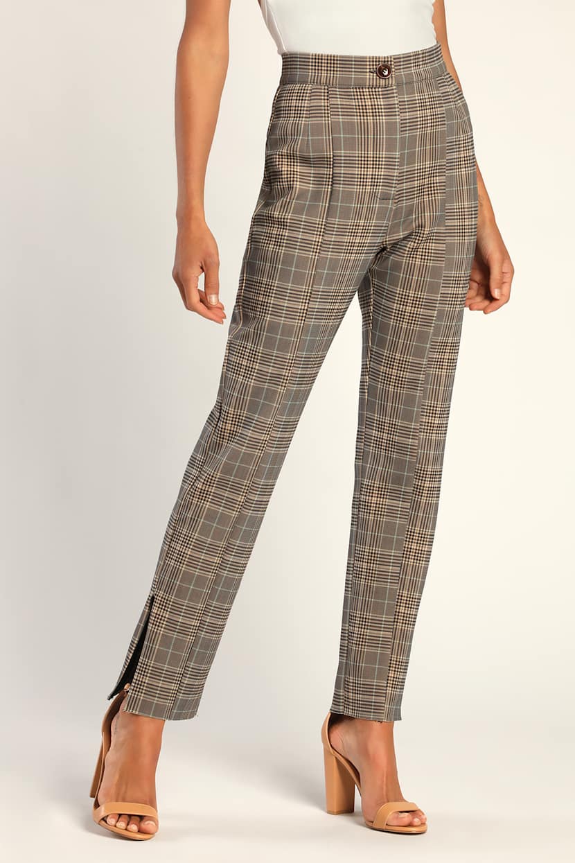 beige plaid pants