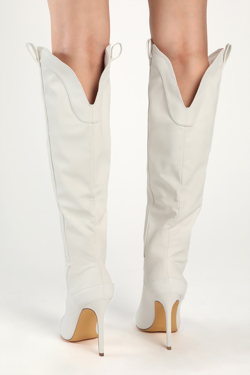 off white knee high boots