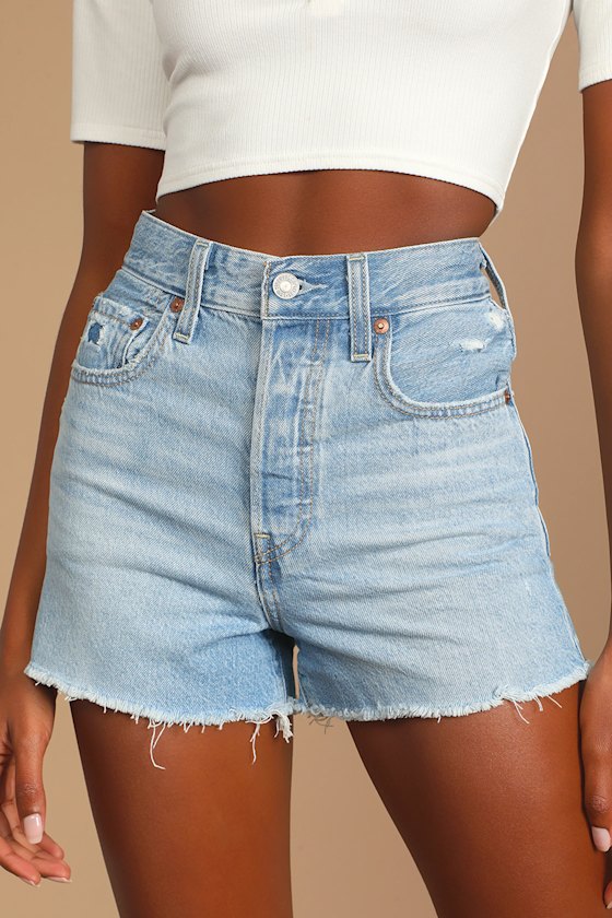 Ribcage Light Wash Denim High-Rise Cutoff Shorts 6