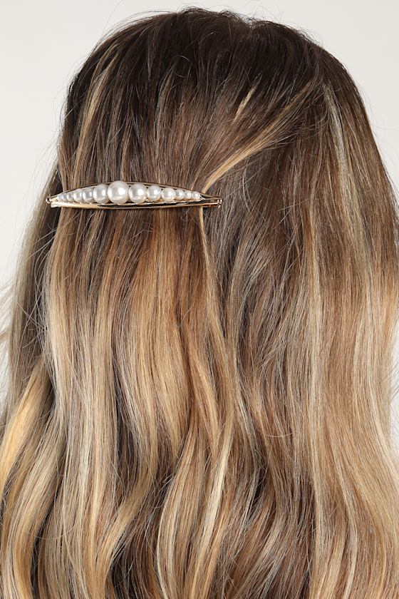 Gold Hair Barrette Pearl Barrette Clip Gold Pearl Hair Clip Lulus