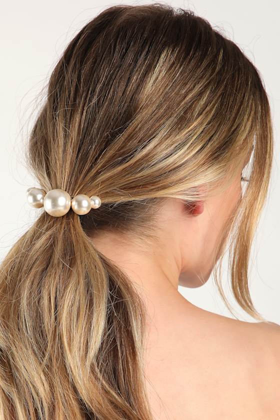 White Ponytail Holder Pearl Ponytail Holder Chic Ponytail Lulus