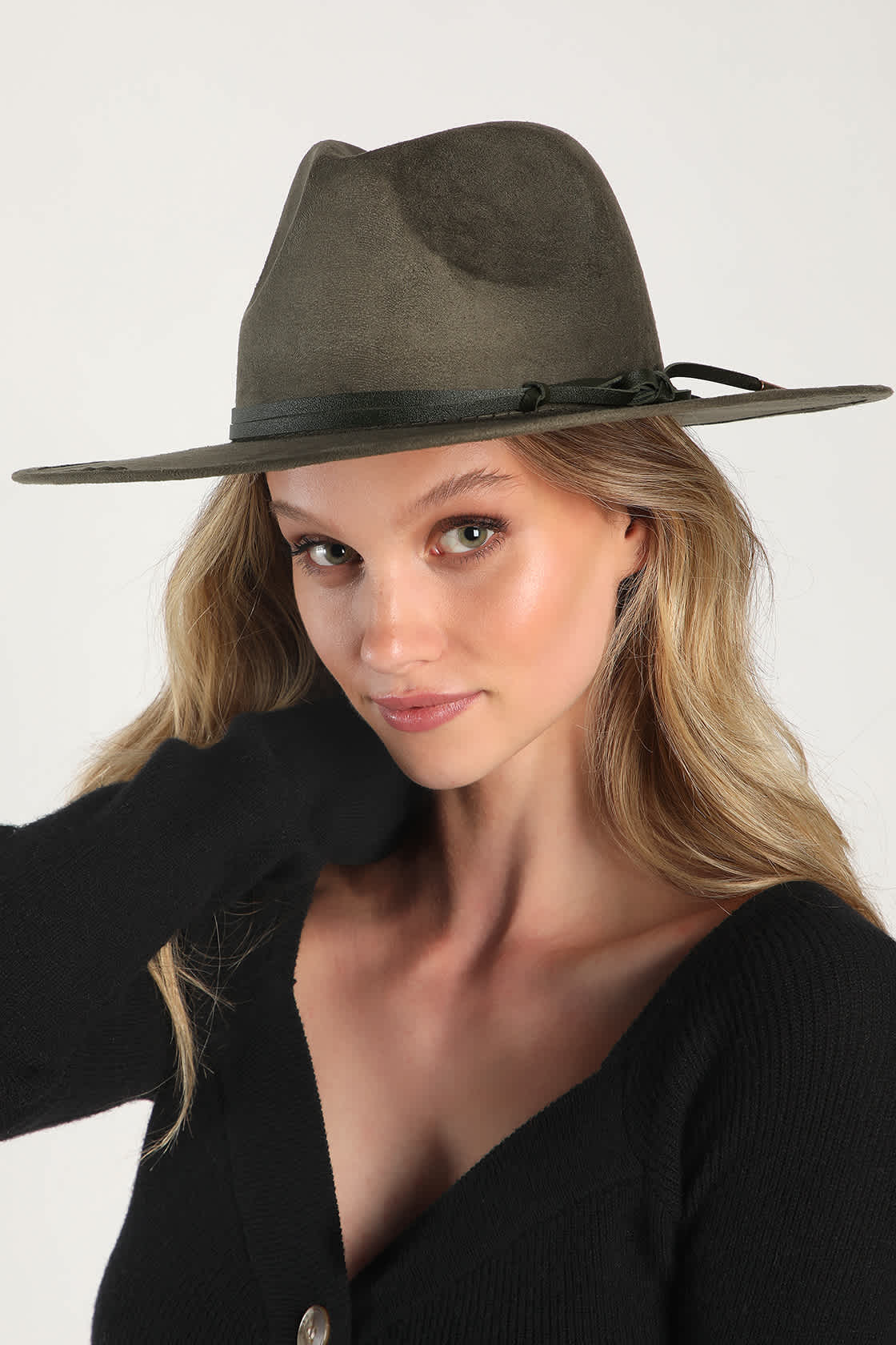 Olive Green Fedora Hat WideBrimmed Hat Western Cowgirl Hat Lulus