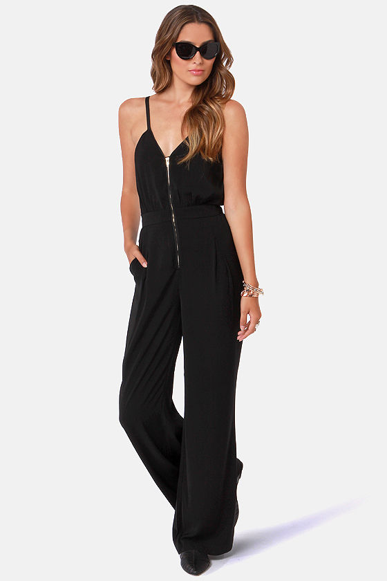 Sexy Black Jumpsuit - Wide Leg Jumpsuit - High-Waisted Jumpsuit - $95. ...