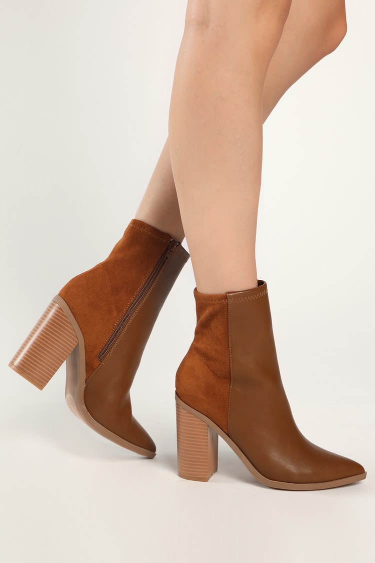 brown high heel booties