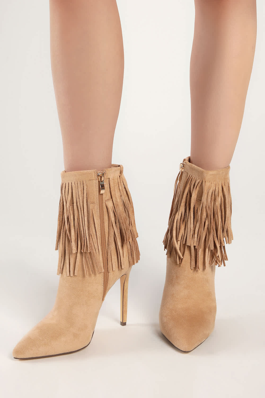 Fringe MidCalf Boots Light Nude Boots Stiletto Boots Lulus