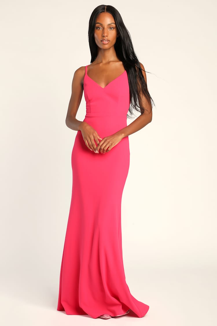 Hot Pink Dress - Mermaid Maxi Dress - Backless Maxi Dress - Lulus