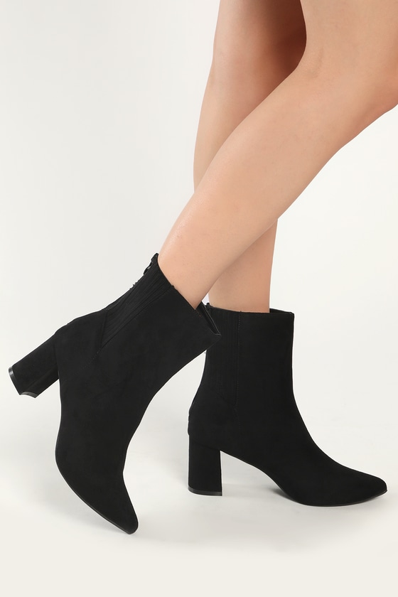 Walder Black Suede Pointed Toe Booties