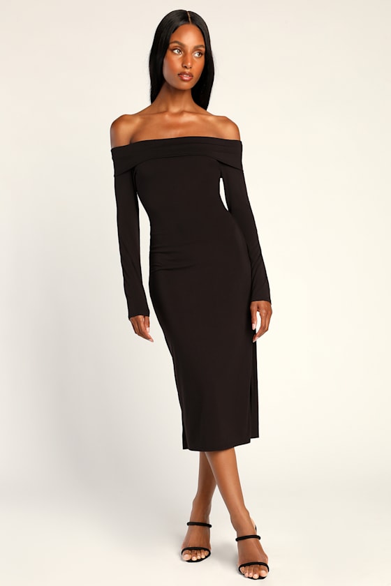 bodycon long sleeve off the shoulder dress