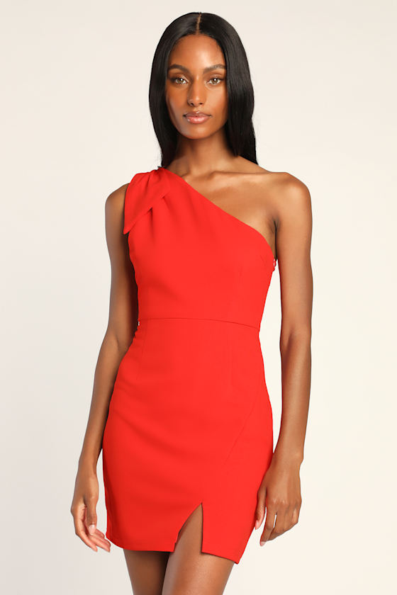 Tailored Just For You Red One-Shoulder Bodycon Mini Dress 2