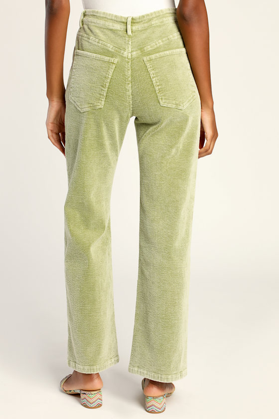 Strike a Cord Light Green High Rise Corduroy Pants 4