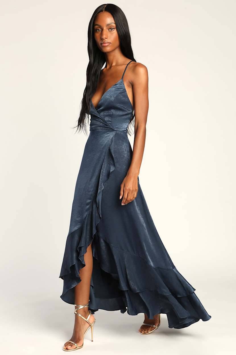 forever 21 blue satin dress Navy Maxi - Ruffled Maxi - High-Low Maxi - Lace-Up Maxi Mini dress