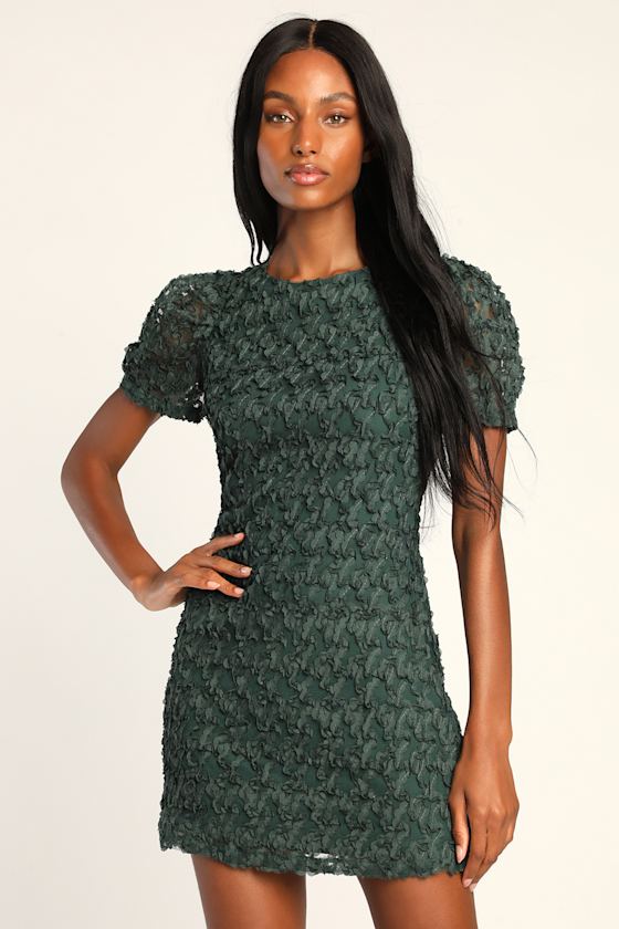 Always For Your Dark Green Puff Sleeve Mini Dress 2