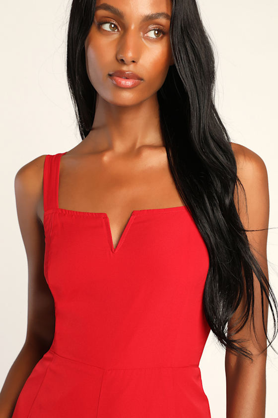 Casually Confident Red Wide-Leg Sleeveless Jumpsuit 3