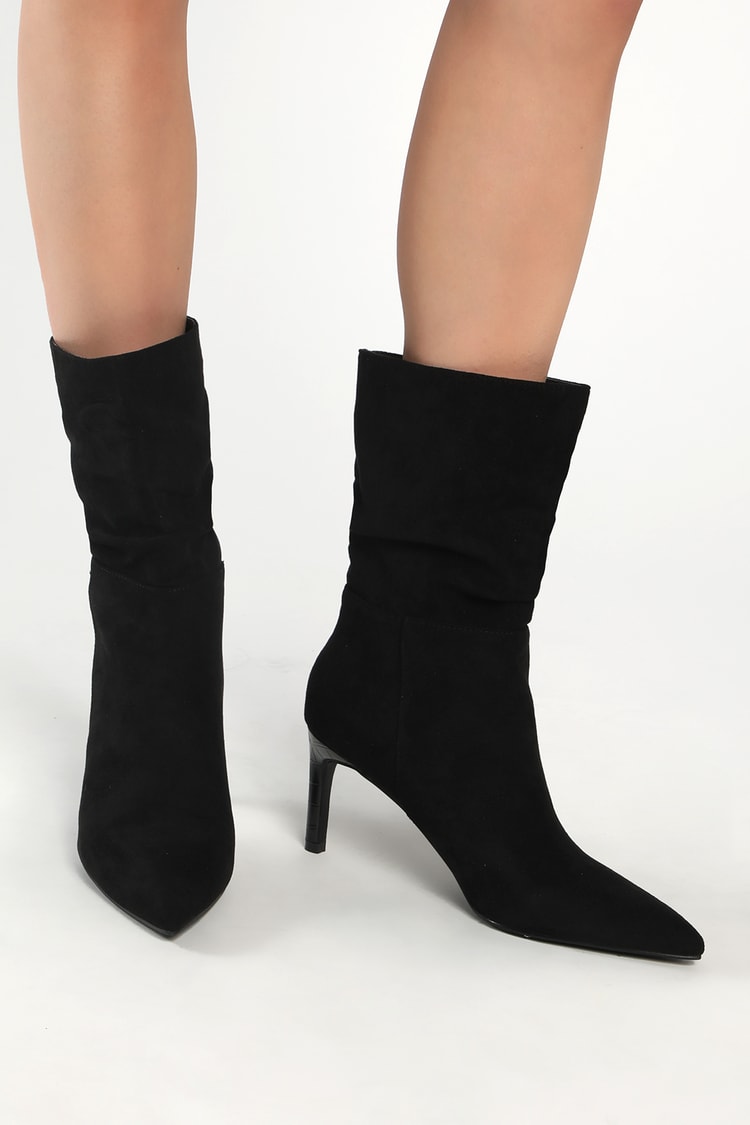 Chic Black Suede Booties - High Heel Booties - Ankle Booties - Lulus