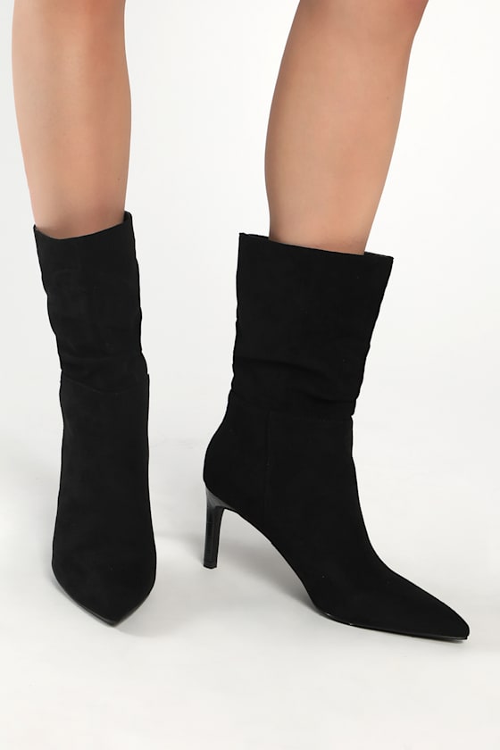 Black Suede Boots High Heels Boots Cute MidCalf Boots Lulus