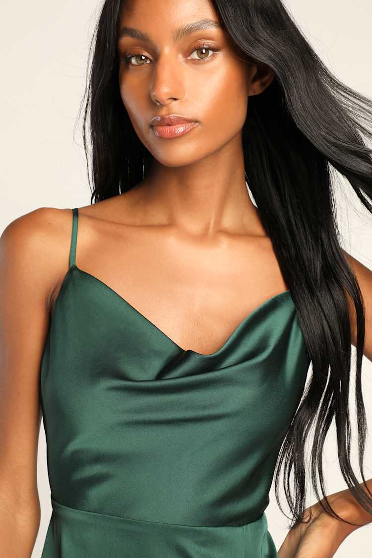 Emerald Green Satin Dress - Satin Maxi Dress - Cowl Neck Dress - Lulus Emerald Green Satin Dress - Satin Maxi Dress - Cowl Neck Dress - Lulus