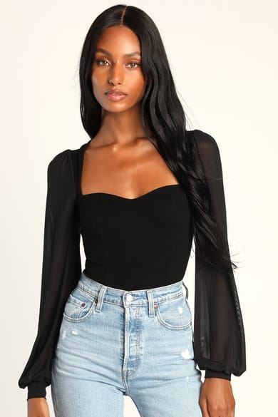 long sleeve fitted blouse
