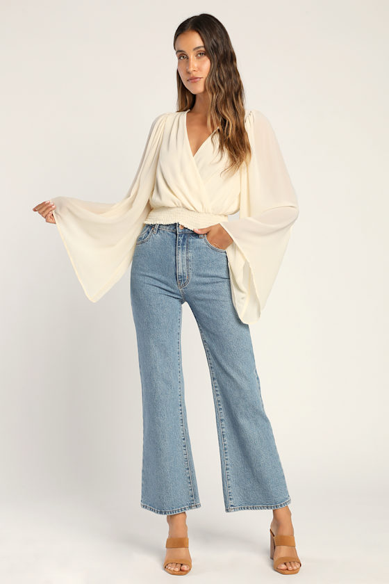 Essential Ivory Flutter Sleeve Top