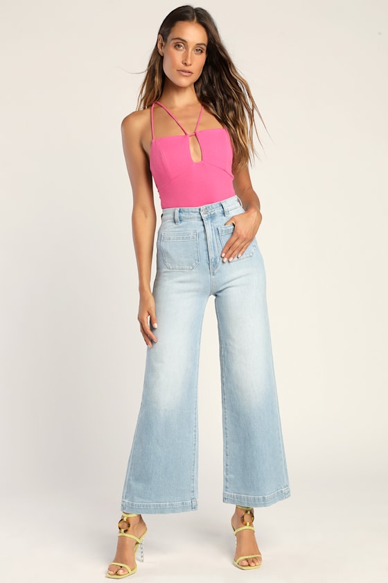 Pink Ribbed Bodysuit main image 1
