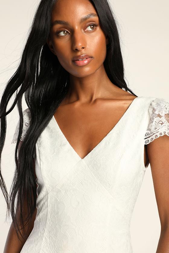 Cherish Your Love White Lace Short Sleeve Mermaid Maxi Dress 2