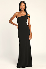 Make an Entrance Black One-Shoulder Mermaid Maxi Dress 1