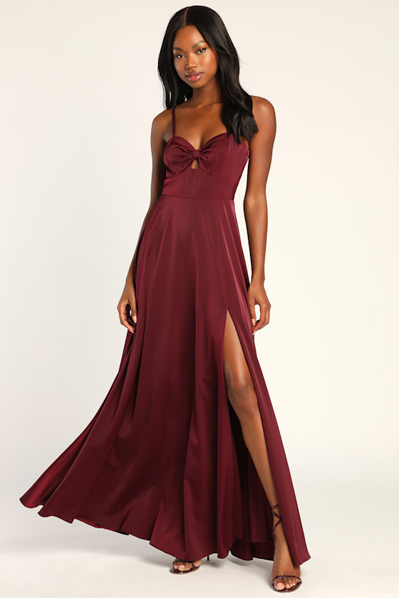 Fete Finery Burgundy Sleeveless Cutout Maxi Dress 3