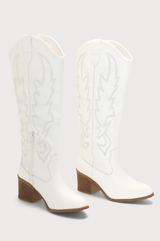 Upwind White Western Knee High Boots 2