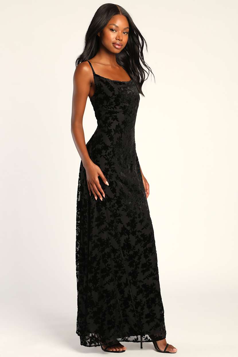 lady in love black floral print velvet mini dress - Floral Dress - Cowl Neck Dress ModelK_Prom