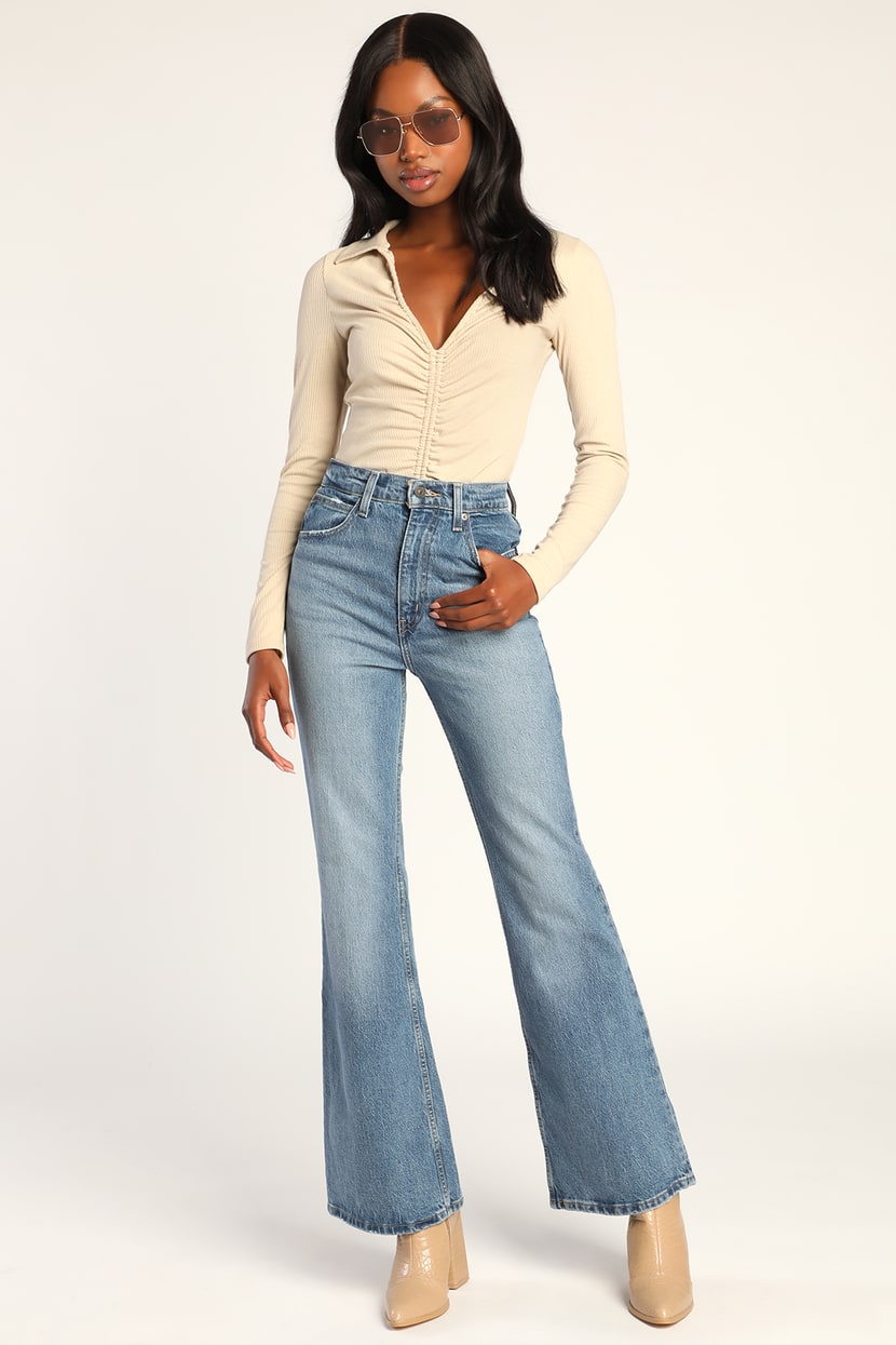 Levi's 70s High Flare Jeans - Light Wash Jeans - High Rise Jeans - Lulus