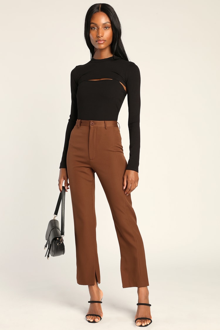 Style Sign Brown High Waisted Trouser Pants