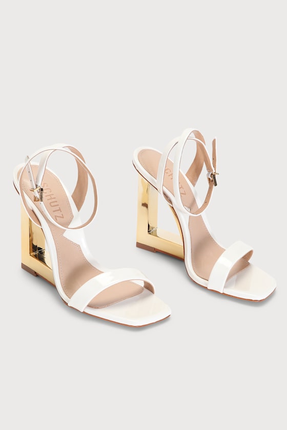Filipa White Patent Leather Sculpted High Heel Sandals 4