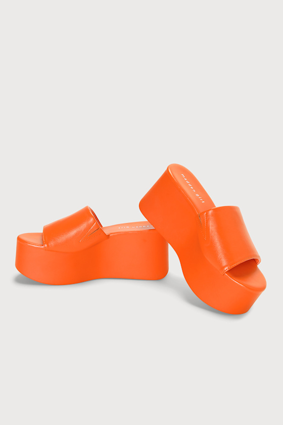 Cake Orange Flatform Slide Sandals 3