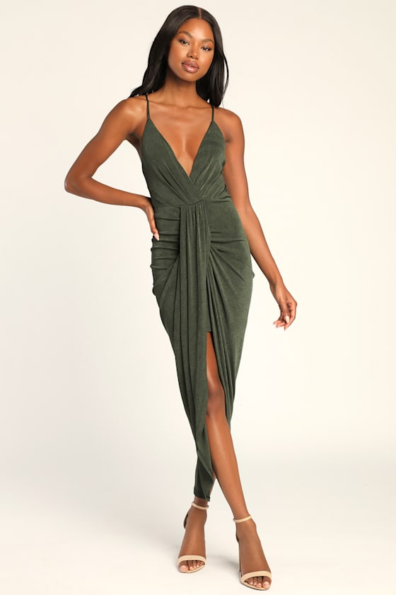 Dreamy Date Green Surplice Midi Dress 1