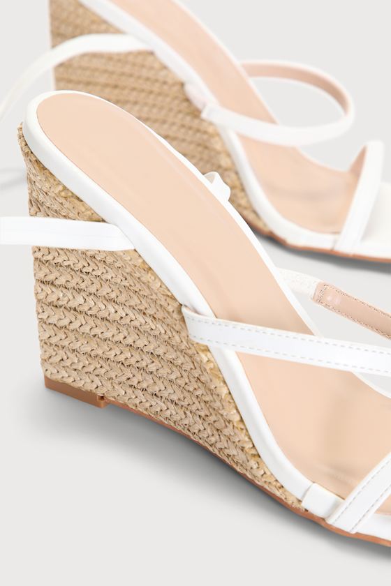 Espadrille Wedge Heels - White Wedge Pumps - Lace Up Heels - Lulus