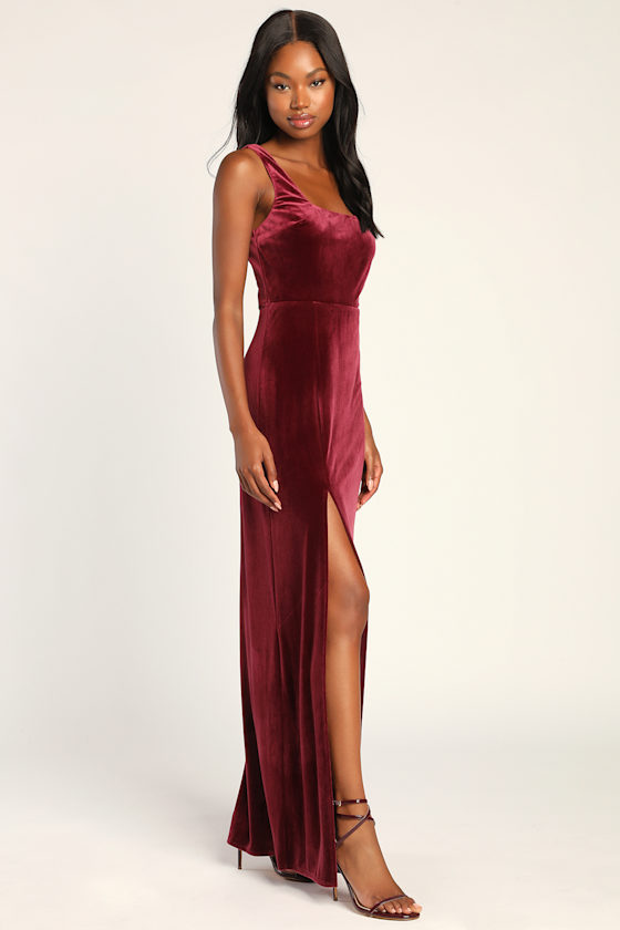 Burgundy Velvet Dress Square Neck Dress Maxi Dress Lulus