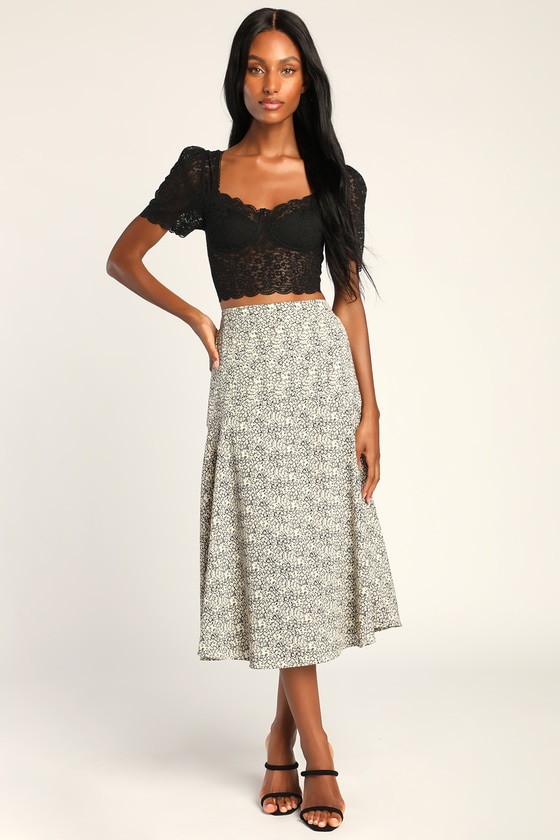 Black Lace Crop Top - Sheer Crop Top - Lace Bustier Crop Top - Lulus