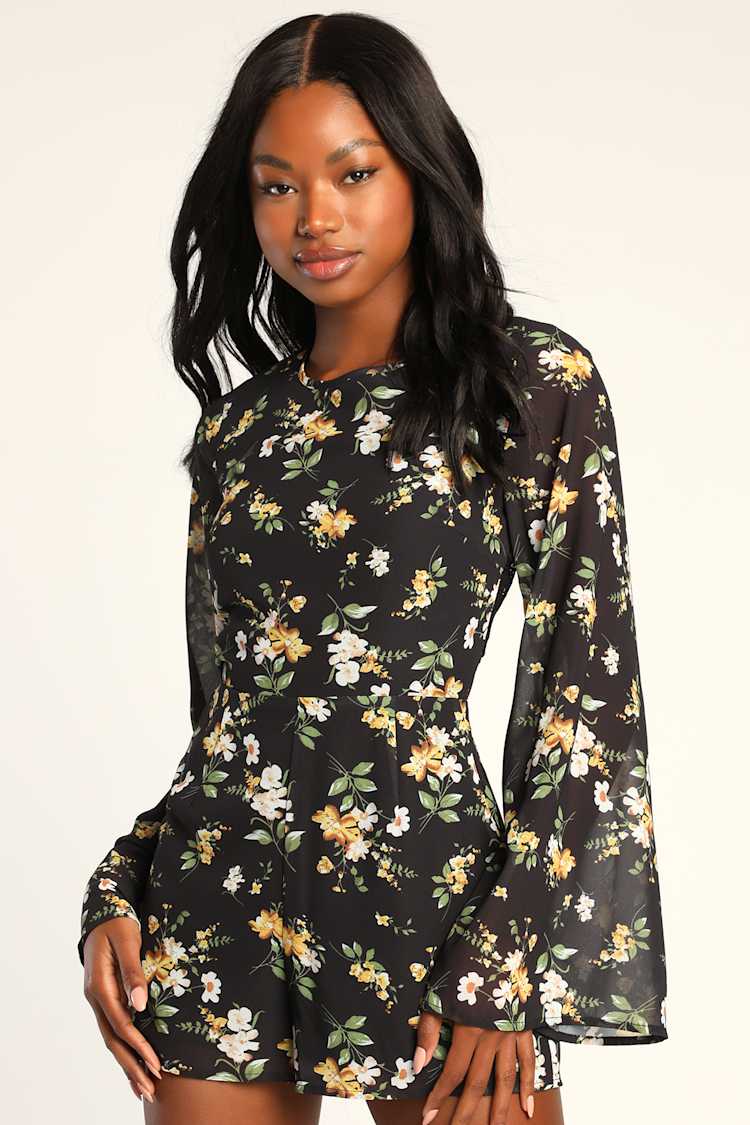 backless romper dress Black Floral - Romper - Open Back Romper Color:Dark Blue (6) 3D flowers HOW TO BUSTLE A Short romper and everyday adventures