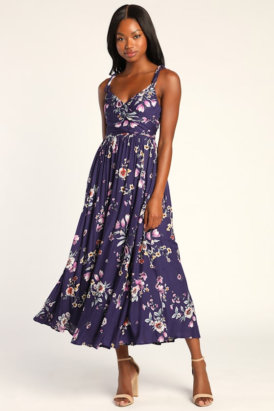 Meadow Flowers Purple Multi Floral Print Tie-Shoulder Maxi Dress 1