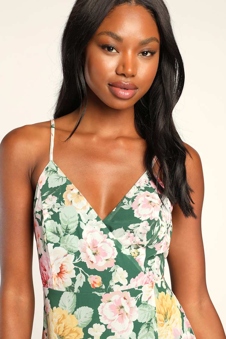 floral print asymmetrical dress Black Ruffled One Shoulder Asymmetrical Gown