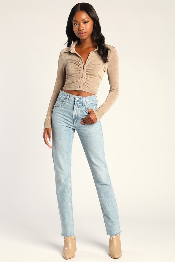 AGOLDE Cherie Jeans - Light Wash Jeans - Straight Leg Jeans - Lulus