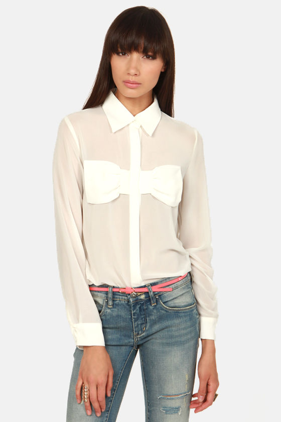 Cute White Top - Bow Top - Long Sleeve Top - $42.00 - Lulus