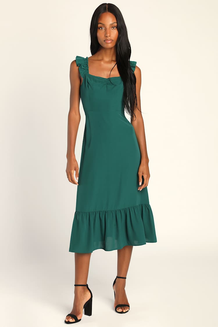 slim fit dress slacks Emerald Green Long Sequin Prom Dress With Sweetheart Neckline main image 1