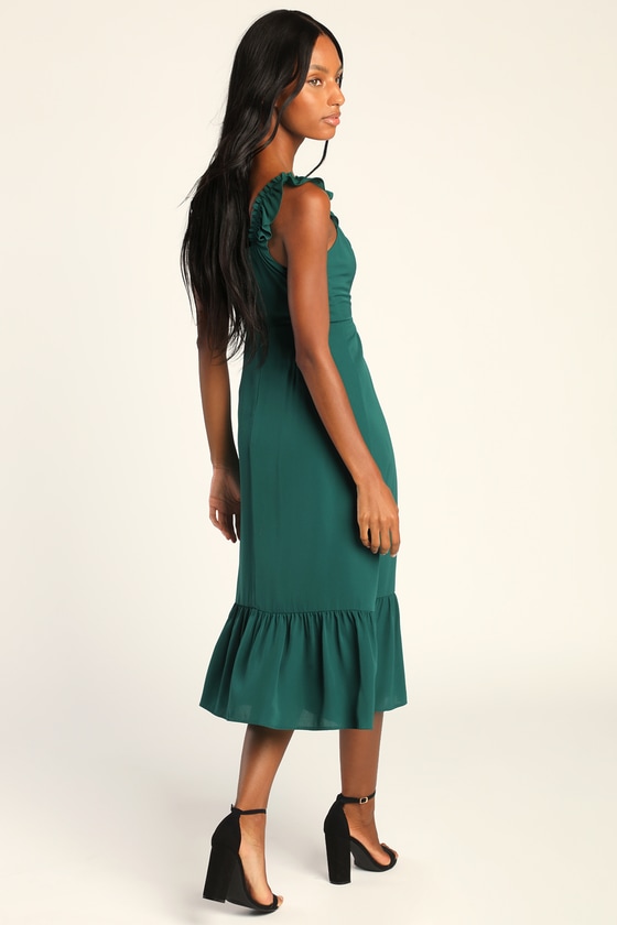 Sweetheart ruffle midi dress new arrivals