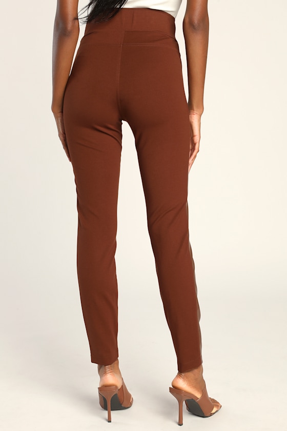 Party in the Front Dark Brown Vegan Leather Leggings 3