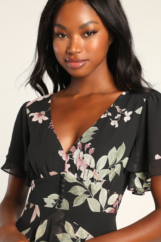 Black Floral Dress - Tiered Maxi Dress - Floral Print Dress - Lulus