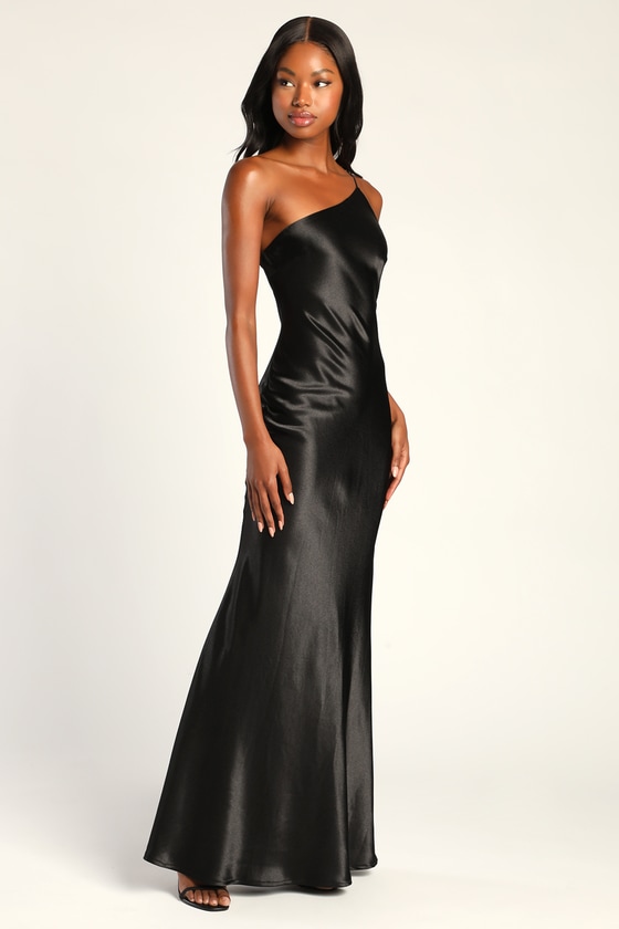 Black Satin Round Neck Long Sleeve Tie Waist Mini Dress | New Look